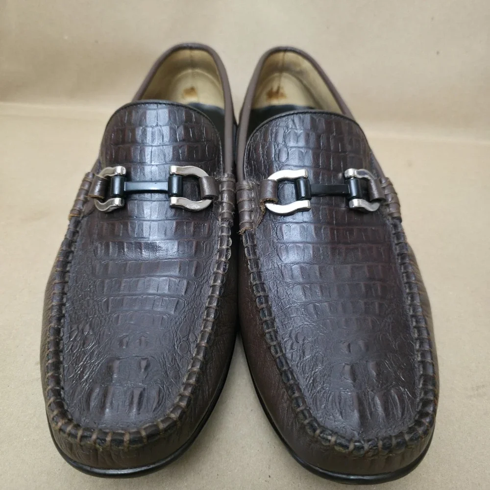Salvatore Ferragamo (Sz 280mm US 9-10 E ) Driving Loafer Brown Horse Bit reptile